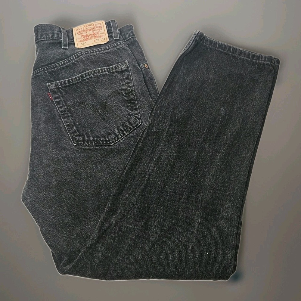 Levis 550 Jeans Men's Size 38x34 Black Denim Relaxed Fit USA Vintage 90s